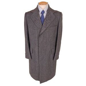 Vintage Samuelsohn Wool Tweed Herringbone Classic Overcoat 40 Reg Harry Rosen